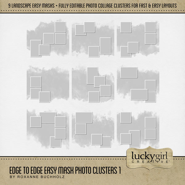 Edge to Edge Easy Mask Photo Clusters 1 Digital Art - Digital Scrapbooking Kits