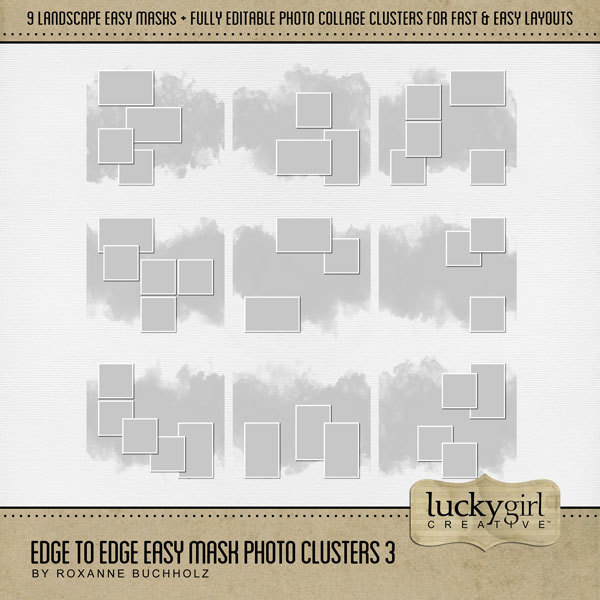 Edge to Edge Easy Mask Photo Clusters 3 Digital Art - Digital Scrapbooking Kits