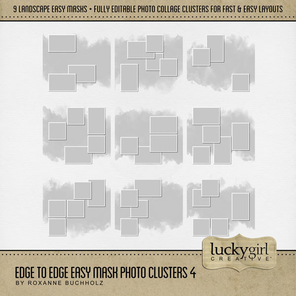 Edge to Edge Easy Mask Photo Clusters 4 Digital Art - Digital Scrapbooking Kits