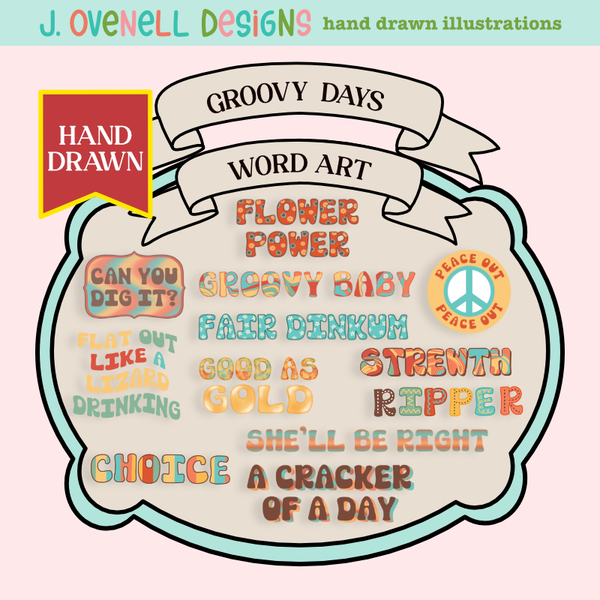 Groovy Days Word Art Digital Art - Digital Scrapbooking Kits