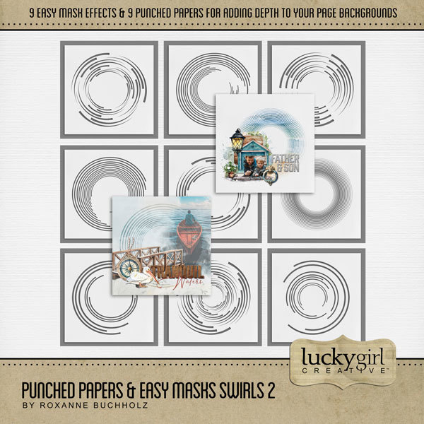 Punched Papers & Easy Masks Swirls 2 Digital Art - Digital Scrapbooking Kits