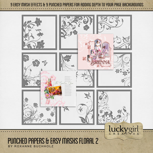 Punched Papers & Easy Masks Floral 2 Digital Art - Digital Scrapbooking Kits
