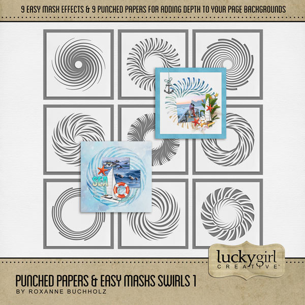 Punched Papers & Easy Masks Swirls 1 Digital Art - Digital Scrapbooking Kits