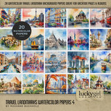 Travel Landmarks Watercolor Papers 4