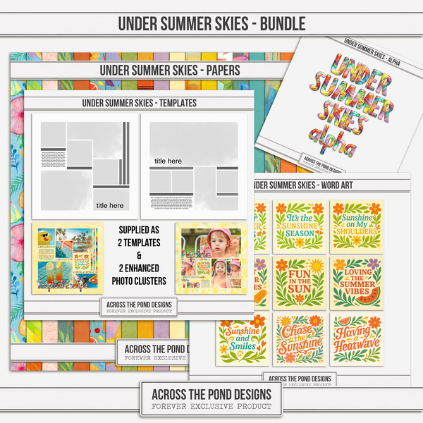 Under Summer Skies Bundle Digital Art - Digital Scrapbooking Kits
