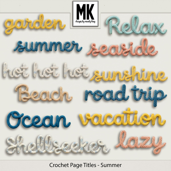 Crochet Page Titles - Summer Digital Art - Digital Scrapbooking Kits