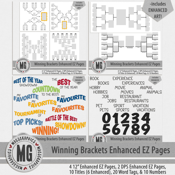 Winning Brackets Enhanced EZ Pages Digital Art - Digital Scrapbooking Kits
