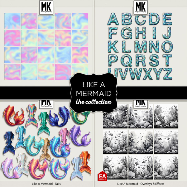 Like A Mermaid - The Collection Digital Art - Digital Scrapbooking Kits