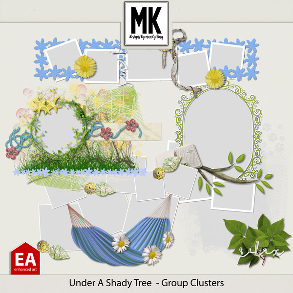 Under A Shady Tree - Group Clusters Digital Art - Digital Scrapbooking Kits