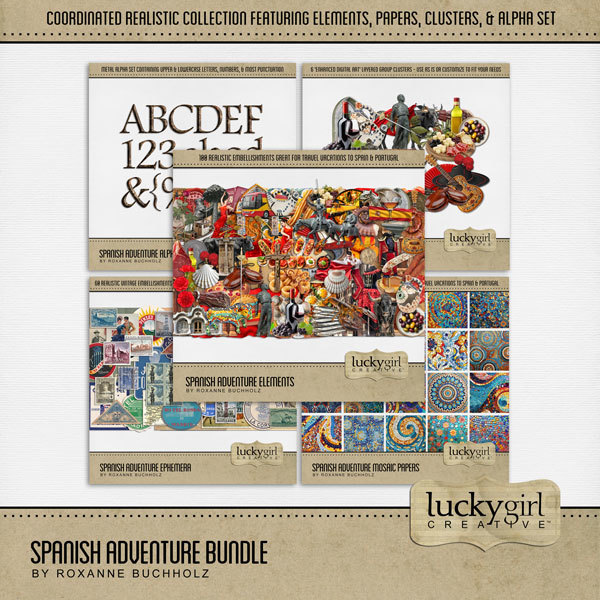 Spanish Adventure Bundle Digital Art - Digital Scrapbooking Kits