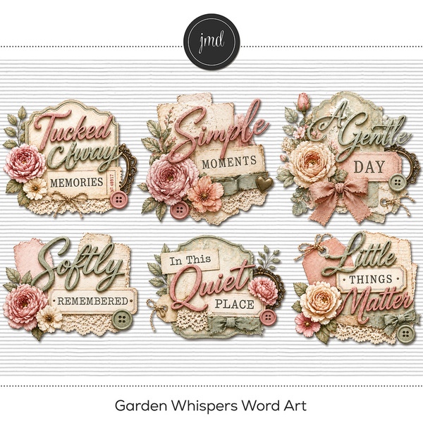 Garden Whispers Word Art Digital Art - Digital Scrapbooking Kits