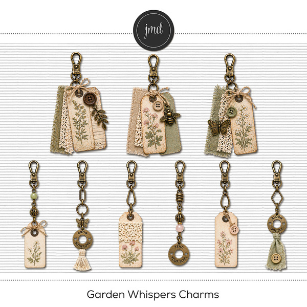 Garden Whispers Charms Digital Art - Digital Scrapbooking Kits