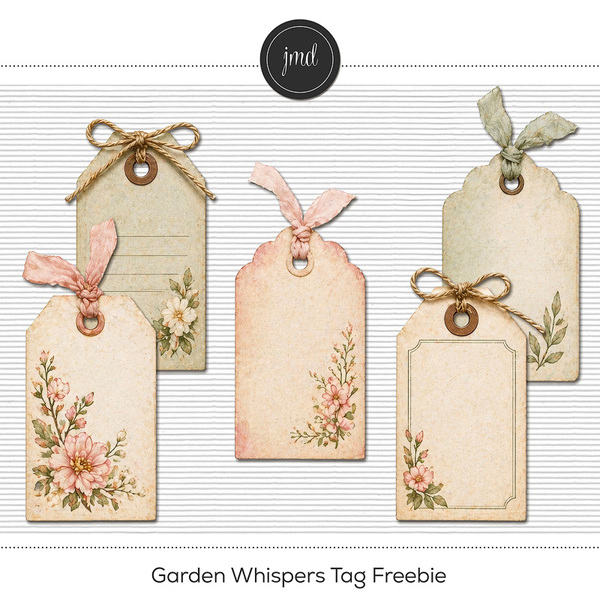Garden Whispers Tag Freebie Digital Art - Digital Scrapbooking Kits