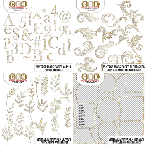 Vintage Paper - Maps Digital Art - Digital Scrapbooking Kits