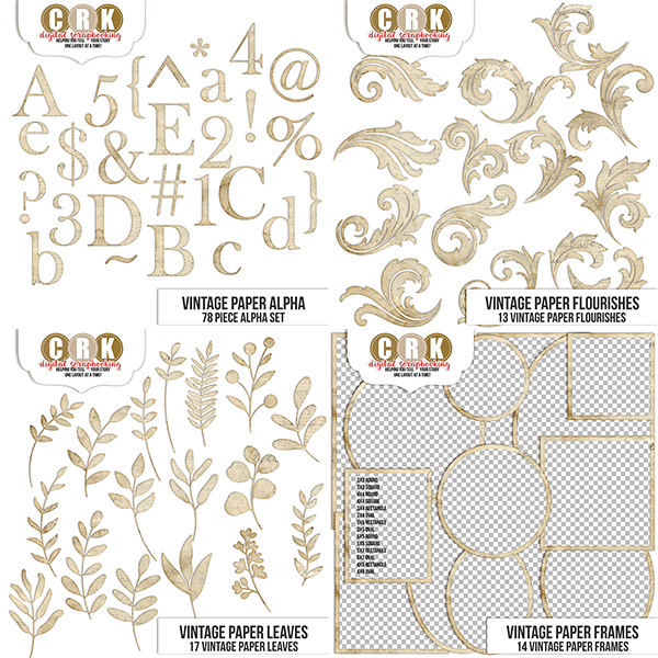 Vintage Paper Digital Art - Digital Scrapbooking Kits