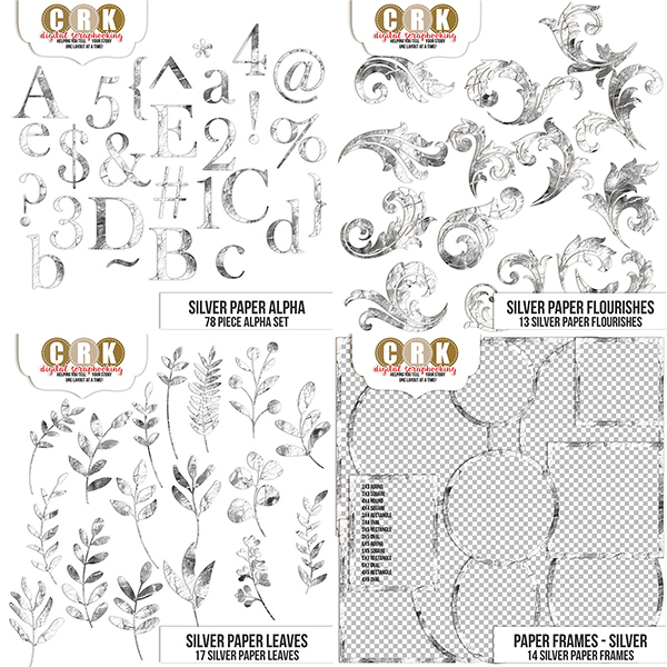 Vintage Paper - Silver Digital Art - Digital Scrapbooking Kits