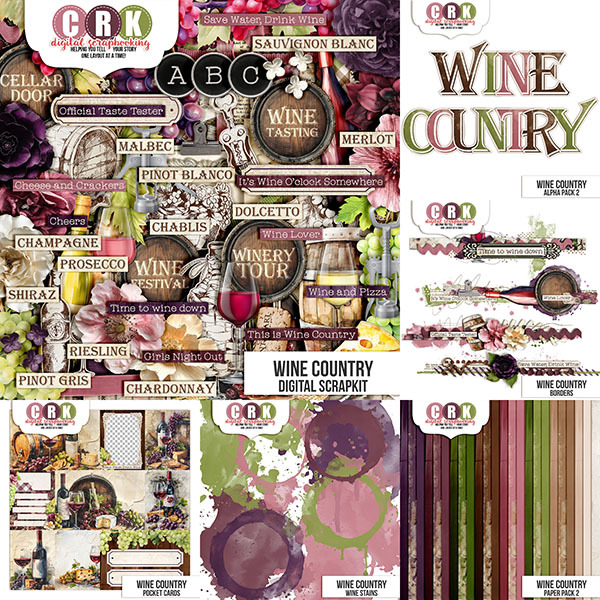 Wine Country Collection Digital Art - Digital Scrapbooking Kits