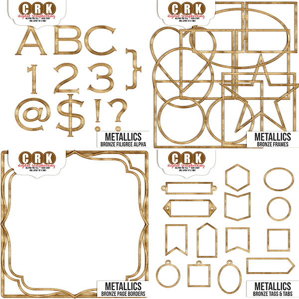 Metallics - Bronze Bundle Digital Art - Digital Scrapbooking Kits