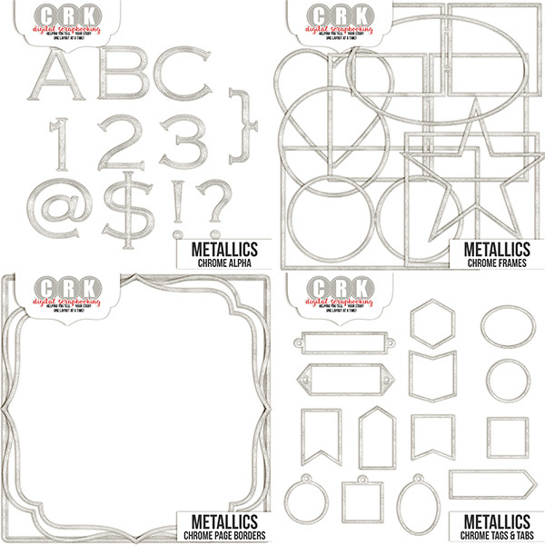 Metallics - Chrome Bundle Digital Art - Digital Scrapbooking Kits