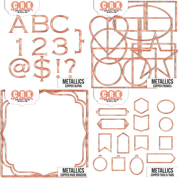 Metallics - Copper Bundle Digital Art - Digital Scrapbooking Kits