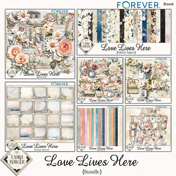 Love Lives Here Bundle Digital Art - Digital Scrapbooking Kits