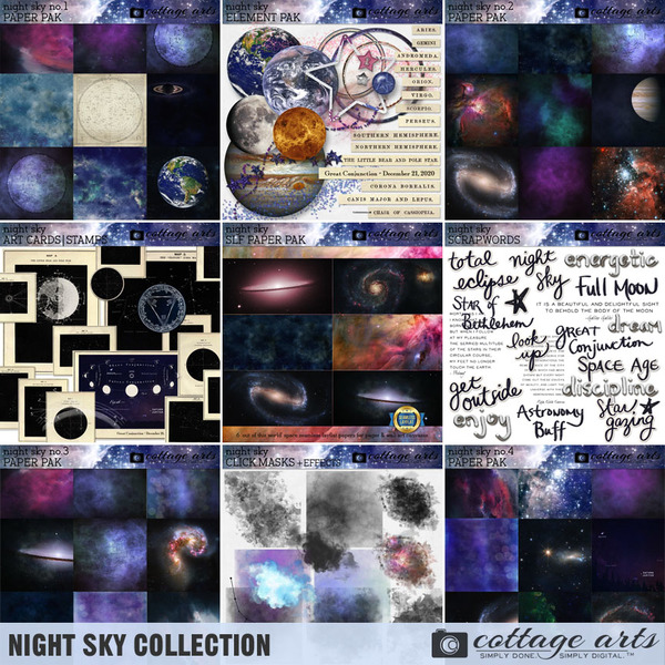Night Sky Collection Digital Art - Digital Scrapbooking Kits