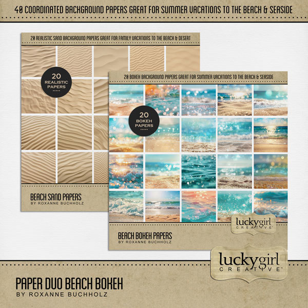 Paper Duo Beach Bokeh Digital Art - Digital Scrapbooking Kits