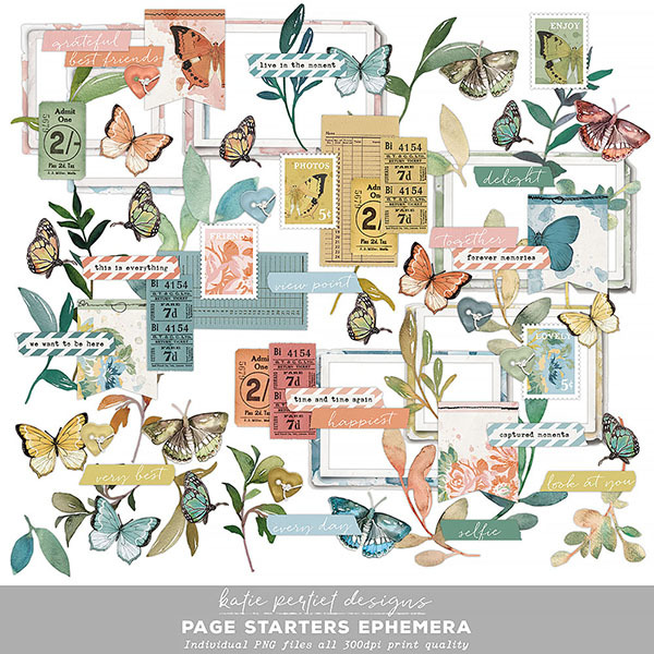 Page Starters Ephemera Digital Art - Digital Scrapbooking Kits