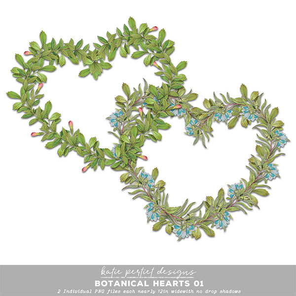 Botanical Hearts 01 Digital Art - Digital Scrapbooking Kits