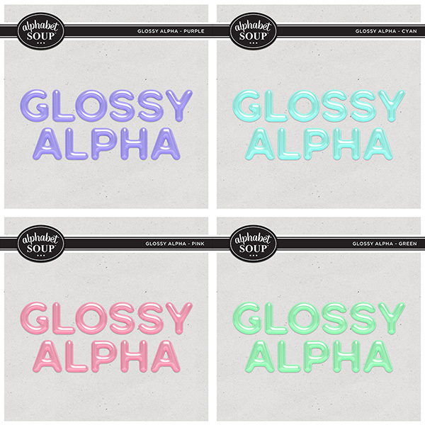 Glossy Alpha Bundle Digital Art - Digital Scrapbooking Kits