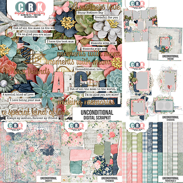 Unconditional Collection Digital Art - Digital Scrapbooking Kits