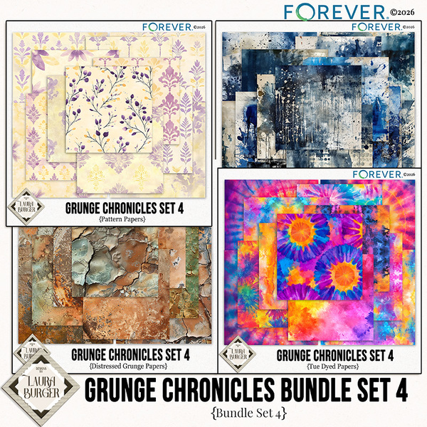 Grunge Chronicles Set 4 Digital Art - Digital Scrapbooking Kits