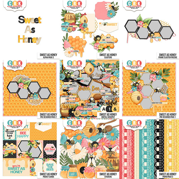 Sweet As Honey Collection Digital Art - Digital Scrapbooking Kits
