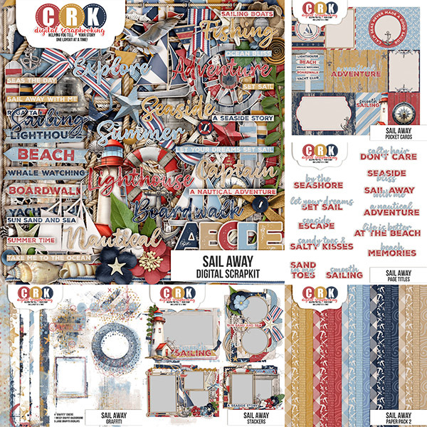 Sail Away Collection Digital Art - Digital Scrapbooking Kits