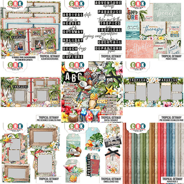 Tropical Getaway Collection Digital Art - Digital Scrapbooking Kits