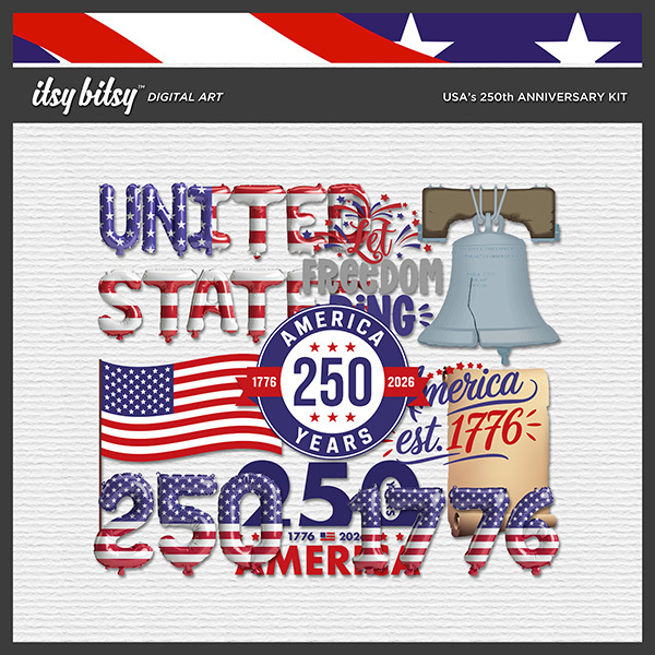 USA's 250th Anniversary Kit Digital Art - Digital Scrapbooking Kits