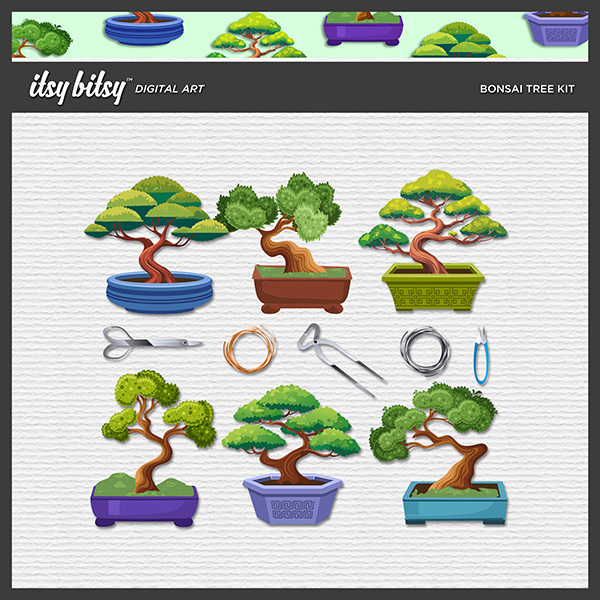Bonsai Tree Kit Digital Art - Digital Scrapbooking Kits