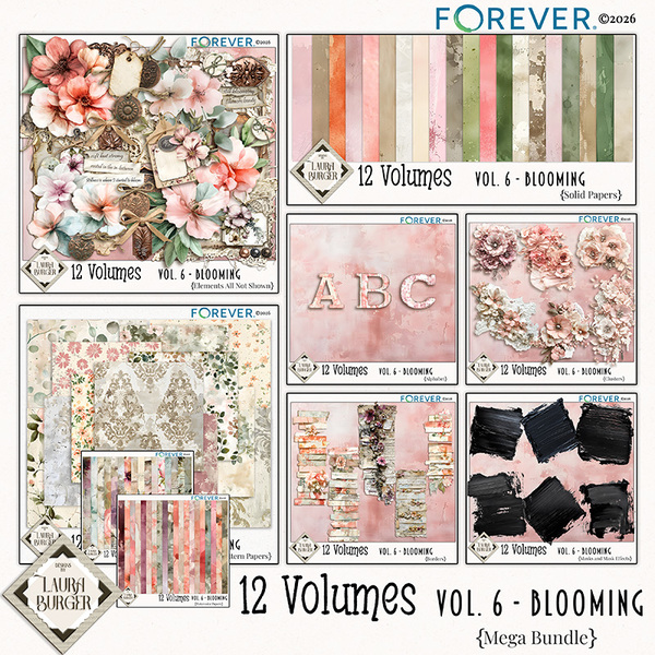 12 Volumes - Vol 6 - Blooming Mega Bundle Digital Art - Digital Scrapbooking Kits