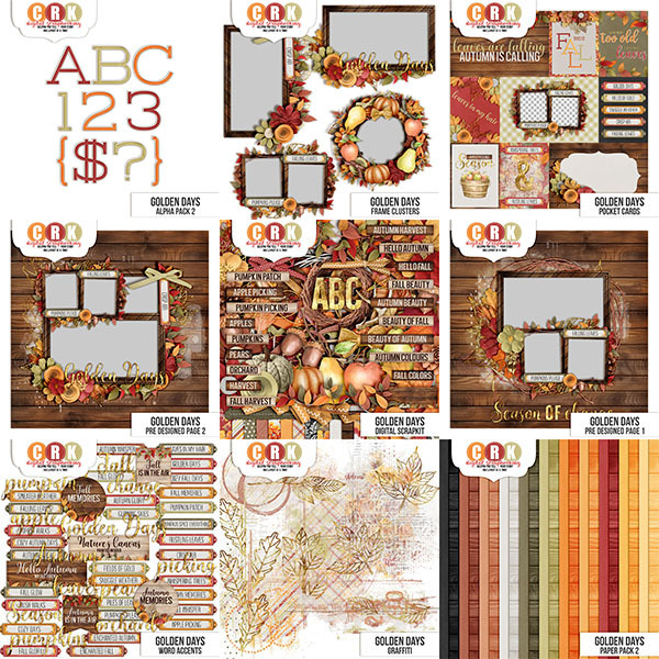 Golden Days Collection Digital Art - Digital Scrapbooking Kits