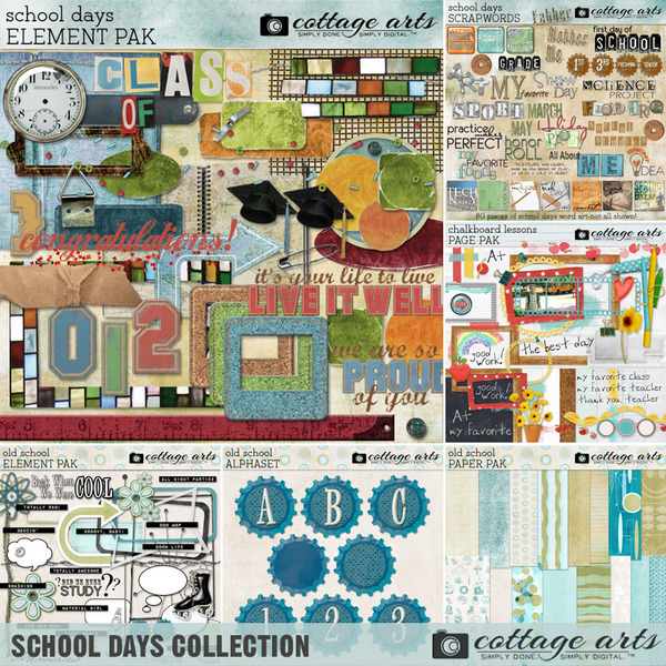 School Days Collection Digital Art - Digital Scrapbooking Kits