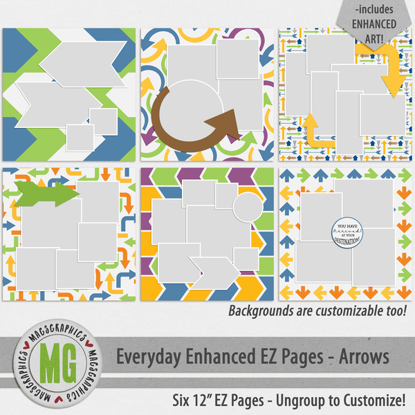 Everyday Enhanced EZ Pages - Arrows Digital Art - Digital Scrapbooking Kits