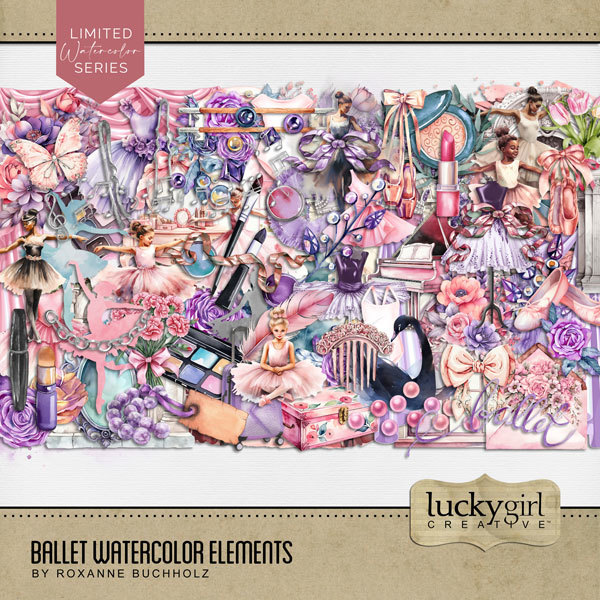 Ballet Watercolor Elements Digital Art - Digital Scrapbooking Kits