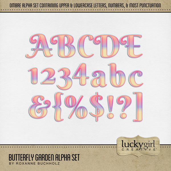 Butterfly Garden Alpha Set Digital Art - Digital Scrapbooking Kits