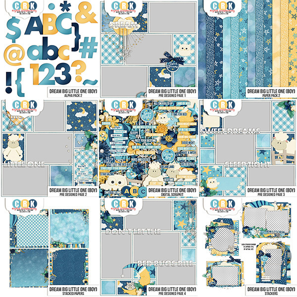 Dream Big Little One (Boy) Collection Digital Art - Digital Scrapbooking Kits