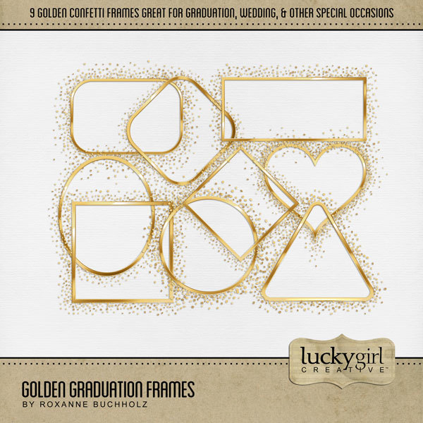 Golden Graduation Frames Digital Art - Digital Scrapbooking Kits