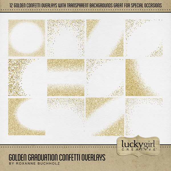 Golden Graduation Confetti Overlays Digital Art - Digital Scrapbooking Kits
