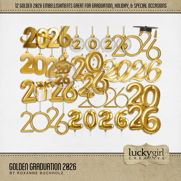 Golden Graduation 2026 Digital Art - Digital Scrapbooking Kits
