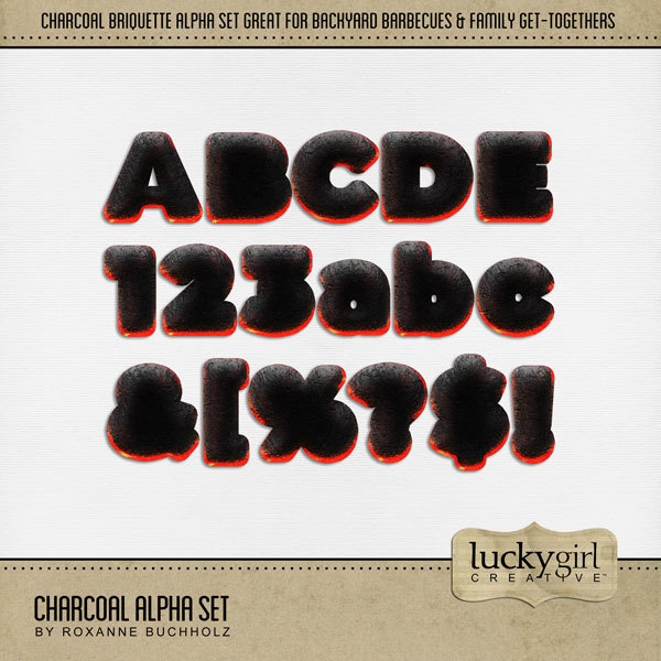 Charcoal Alpha Set Digital Art - Digital Scrapbooking Kits