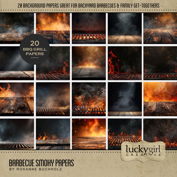Barbecue Smoky Papers Digital Art - Digital Scrapbooking Kits