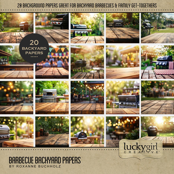 Barbecue Backyard Papers Digital Art - Digital Scrapbooking Kits